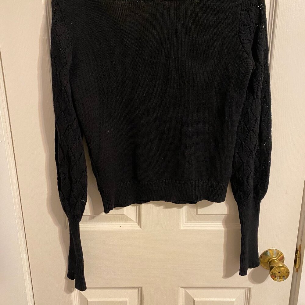 Effie's Heart Xs/S black button down pointelle sweater/cardigan xs/S - Picture 2 of 2